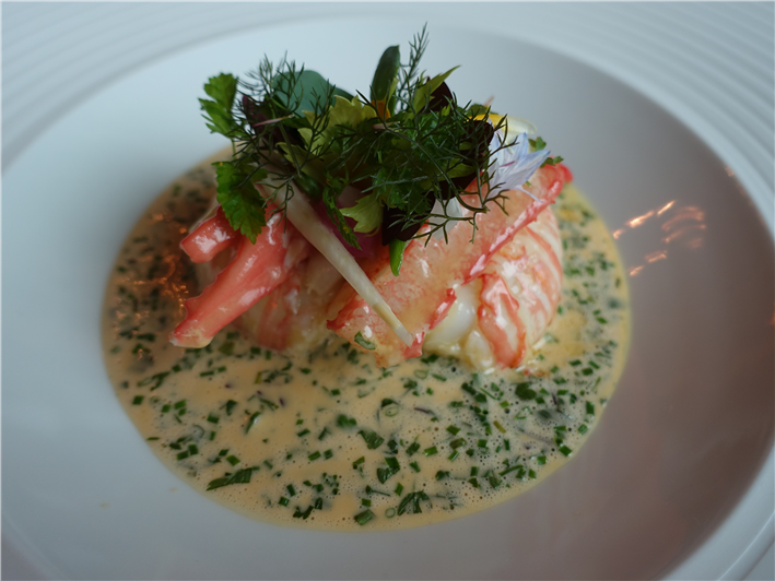 large langoustines with champagne and herb sauce